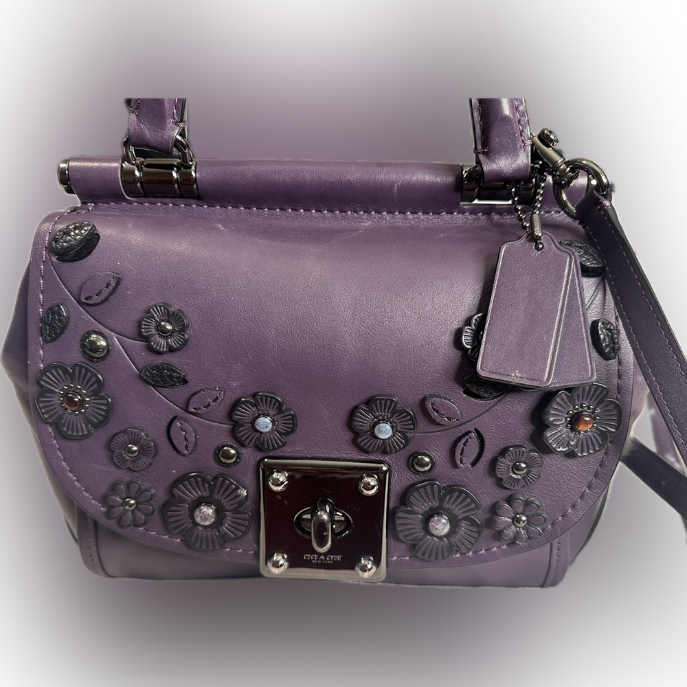 Purple floral leather Coach purse